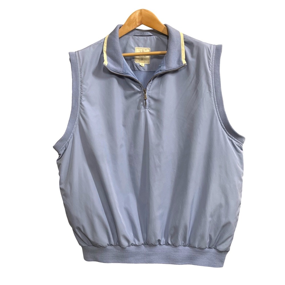 VTG Brooks Brothers Mens XL Blue Quarter Zip Golf Windbreaker Vest *Read 90's